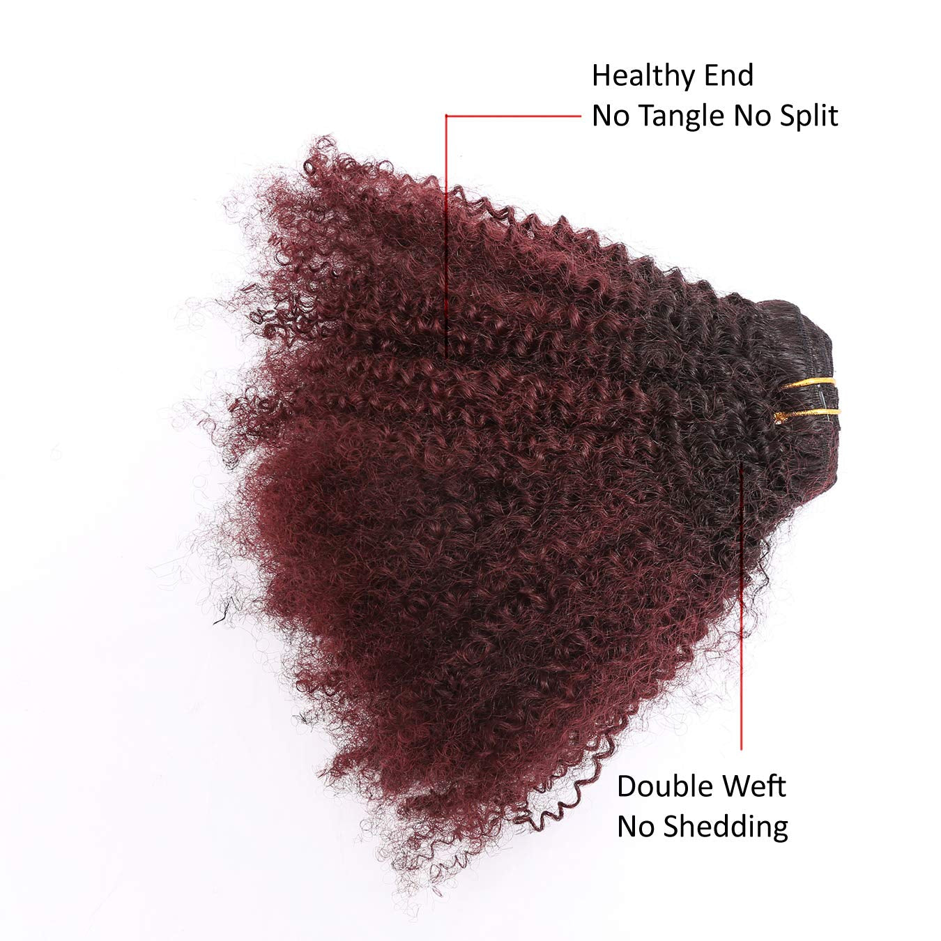 Ombre Curly Clip in Hair Extensions 4B 4C Afro Kinkys Curly Hair Extensions Clip in for Black Women 8A Virgin Natural Human Hair Full Head Kinky Hair Clip Ins Two Tone Ombre 120G #1B/99J AC 14Inch