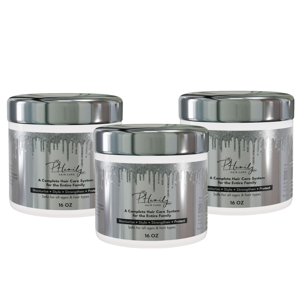 3-Jar Bundle: NEW PHamily Hair Care – The Ultimate All-in-One Moisturizer & Styler (16 oz) - PHamily Hair Care 
