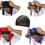 4PCS Silky Durags for Men Women 360 Waves with 1 Wave Cap, Silky Satin Durag Extra Long Tails - PHamily Hair Care 