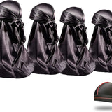 4PCS Silky Durags for Men Women 360 Waves with 1 Wave Cap, Silky Satin Durag Extra Long Tails - PHamily Hair Care 