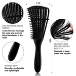 4Pcs Curly Hair Brush Set for Adult & Kids Wet or Dry, Detangling Brush for 3/4ABC Hair with Detangler Spray Bottle & Wide Tooth Comb (3+1, Black) - PHamily Hair Care 