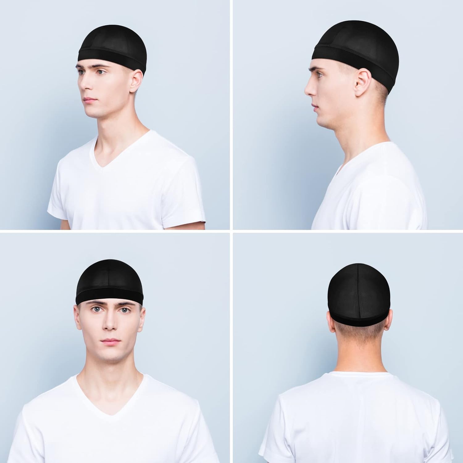 6Pcs Wave Cap for Men Silky Durags Elastic Band Wave Caps for 360 540 720 Waves Soft Breathable Satin Durag Unisex Adults Kids Skullies Beanies Hats Shower Cap