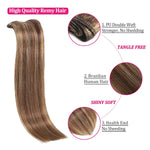 Hair Extension Clip-Ins - Real Human Hair Extensions 120G 8Pcs 18Inch,Soft & Natural Straight Double Weft for Women #P427 Chocolate Brown to Honey Blonde Extensions Real Human Hair Clip Ins