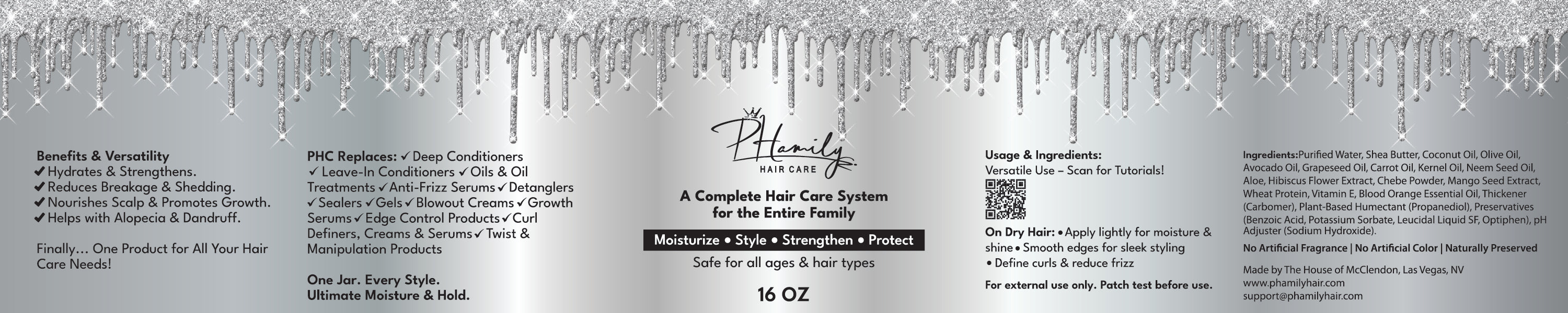 8-Jar Bundle: NEW PHamily Hair Care – The Ultimate All-in-One Moisturizer & Styler (16 oz) - PHamily Hair Care 