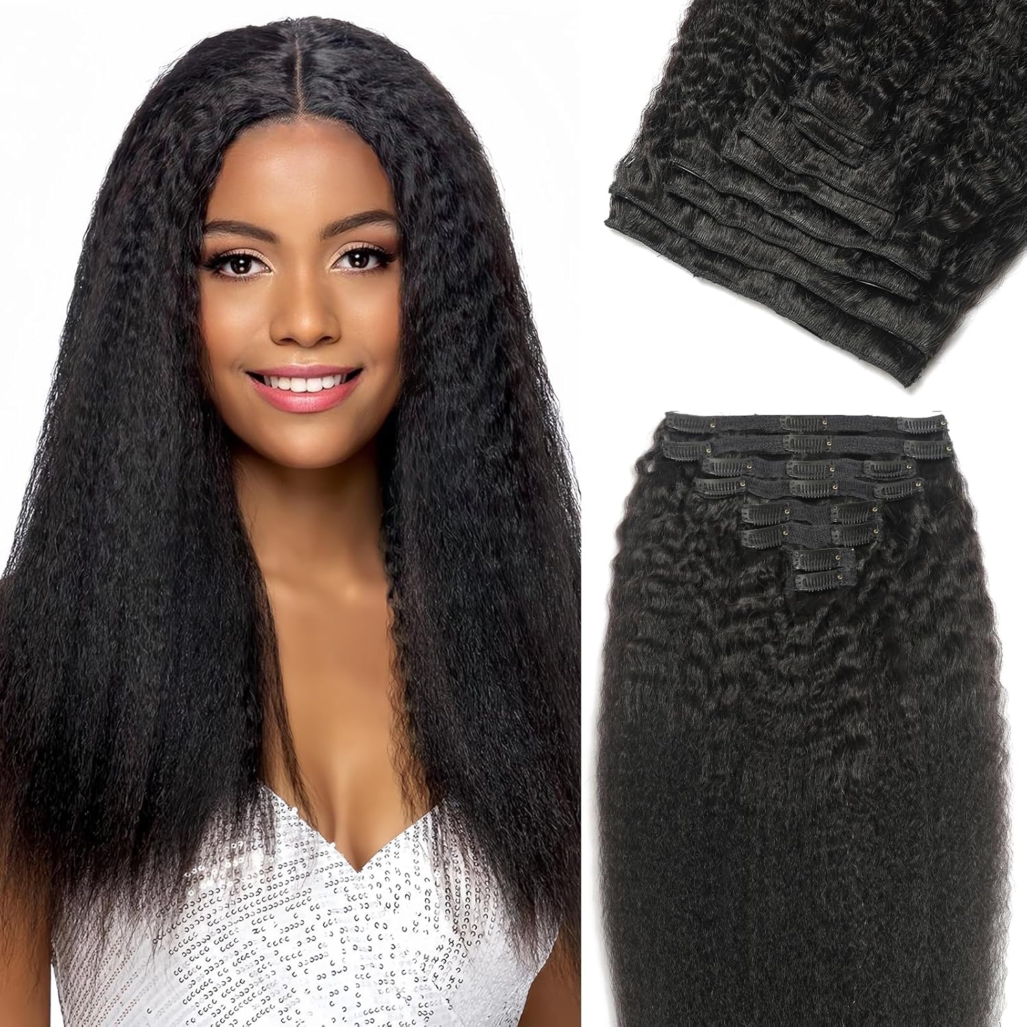 Hair Extension Clip-Ins - Real Human Hair Extensions 120G 8Pcs 18Inch,Soft & Natural Straight Double Weft for Women #P427 Chocolate Brown to Honey Blonde Extensions Real Human Hair Clip Ins