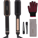 Negative Ionic Hair Straightener Brush with 9 Temp Settings, 30S Fast Negative Ionic Effect: Millions of negative Ionic built in hair straightener brush, when you brush your hair, it can help the hair lock in moisture and provide a pro9 Temp Settings, 30S Fast Heating Hair Straightening Comb