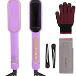Negative Ionic Hair Straightener Brush with 9 Temp Settings, 30S Fast Negative Ionic Effect: Millions of negative Ionic built in hair straightener brush, when you brush your hair, it can help the hair lock in moisture and provide a pro9 Temp Settings, 30S Fast Heating Hair Straightening Comb