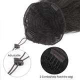 Natural Long Kinky Srtaight Drawstring Ponytail Extension for Black WoThe Natural Long Kinky Straight Drawstring Ponytail Extension is perfect for black women who want to add length and volume to their hair.
	The ponytail extension is Black Women, Yaki Curly Hair 24 Inch Clip