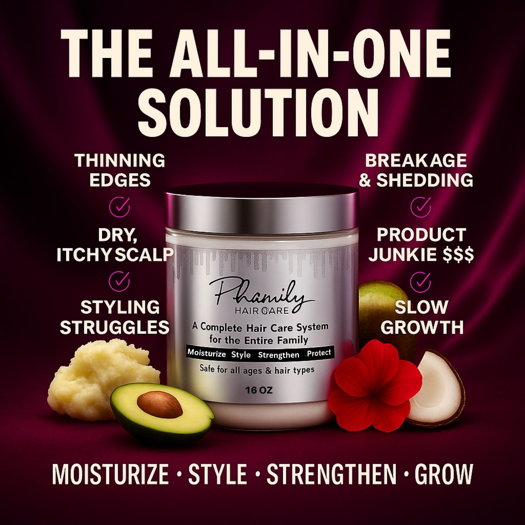 New PHamily Hair Care – Accelerated Growth, Repair &amp; Styling Formula (16 oz) - PHamily Hair Care 