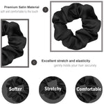 Satin Scrunchies for Hair Sleep, Premium Satin Softer than Silk for Women Curly Hair, Cute Bands Ties for Girls Thin | Thick Hair Styling, 12 Pack, Black - PHamily Hair Care 