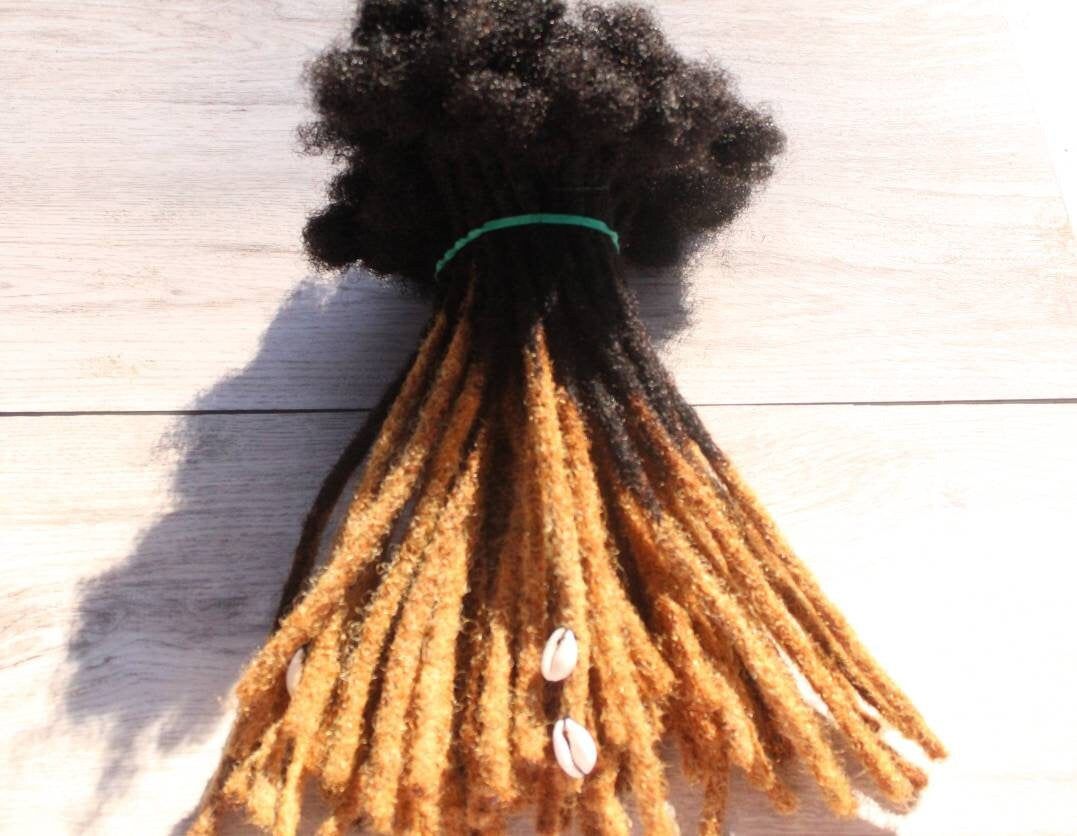 100% Human Hair Dreadloc Extensions with Honey Blonde Tips , Custom Permanent Dreads for Male Female Kids Locks 10 Locks per Bundle