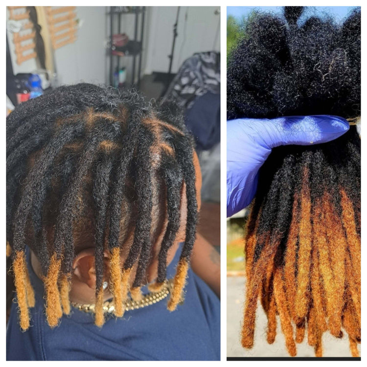 100% Human Hair Dreadloc Extensions with Honey Blonde Tips , Custom Permanent Dreads for Male Female Kids Locks 10 Locks per Bundle
