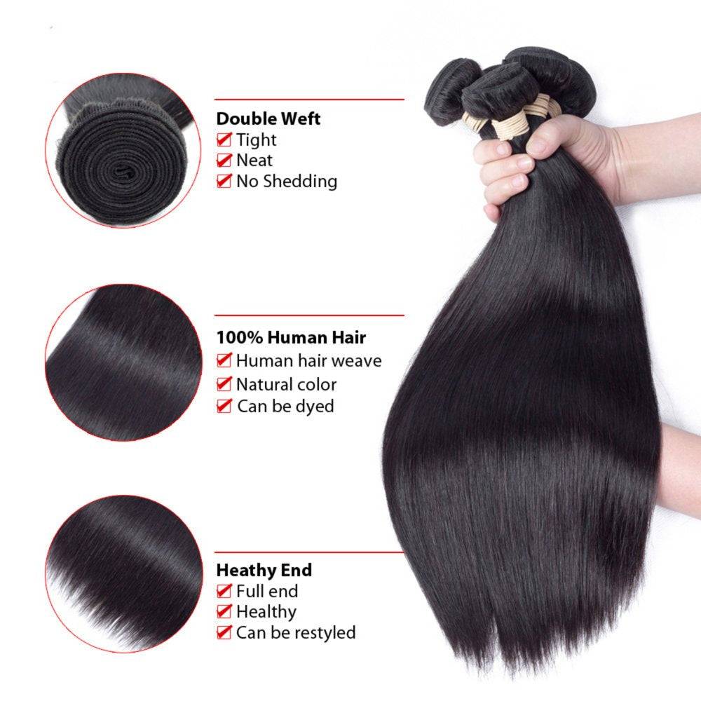 10A Brazillian Human Hair Straight 3 Bundles