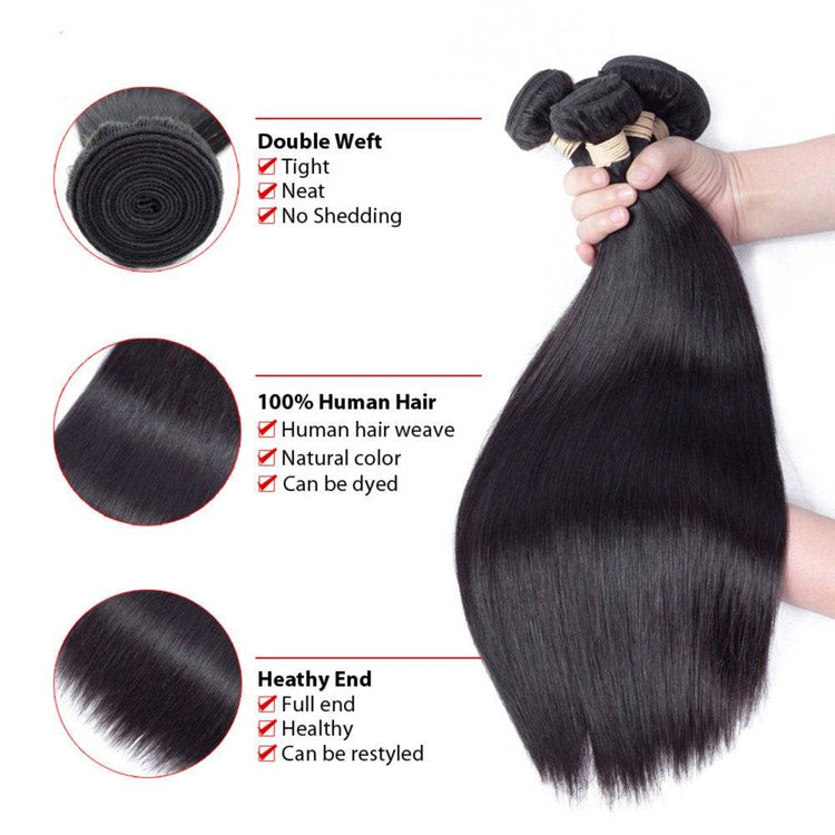 10A Brazillian Human Hair Straight 3 Bundles