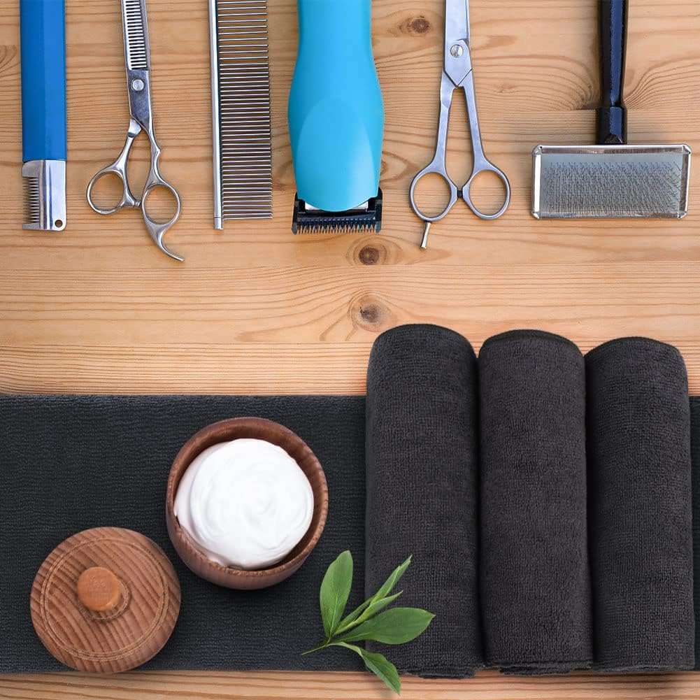 Black Salon Towel, Pack of 12(Not Bleach Proof, 16 X 27 Inches) Super [Salon Towels Set] - This bulk pack includes 12 salon towels in black, each measuring 16 by 27 inches. These towels are designed specifically for salon use and offerSalon, Hand, Gym, Bath, Spa