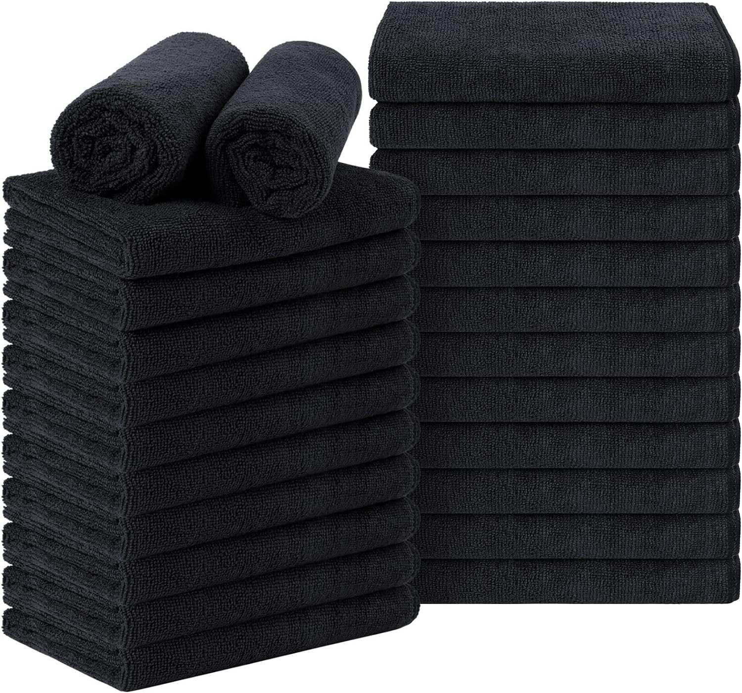 Black Salon Towel, Pack of 12(Not Bleach Proof, 16 X 27 Inches) Super [Salon Towels Set] - This bulk pack includes 12 salon towels in black, each measuring 16 by 27 inches. These towels are designed specifically for salon use and offerSalon, Hand, Gym, Bath, Spa