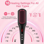 Enhanced Ceramic Hair Straightener Brush by MiroPure, 2-in-1 Ionic Straightening Brush 