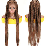 Full Lace Frontal Knotless Box Braid Wig- Glueless Synthetic Cornrow Braided Lace Front Wigs with Baby Hair 